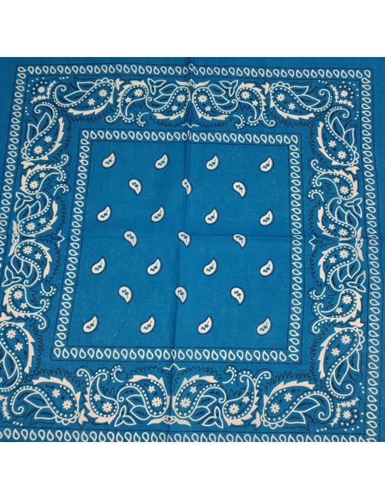 Bandana imprimé paisley 100 % coton bleu