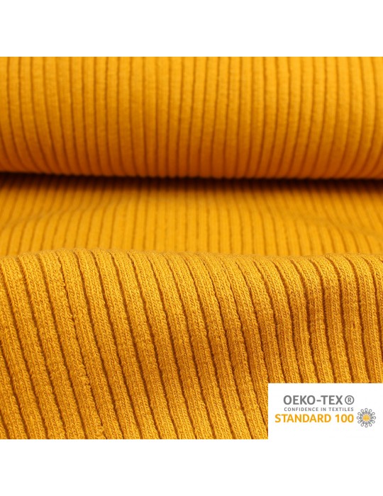 Coupon tissu bord-côte tubulaire uni 50 x 35 cm jaune