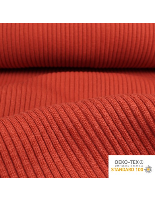 Coupon tissu bord-côte tubulaire uni 50 x 35 cm rouge