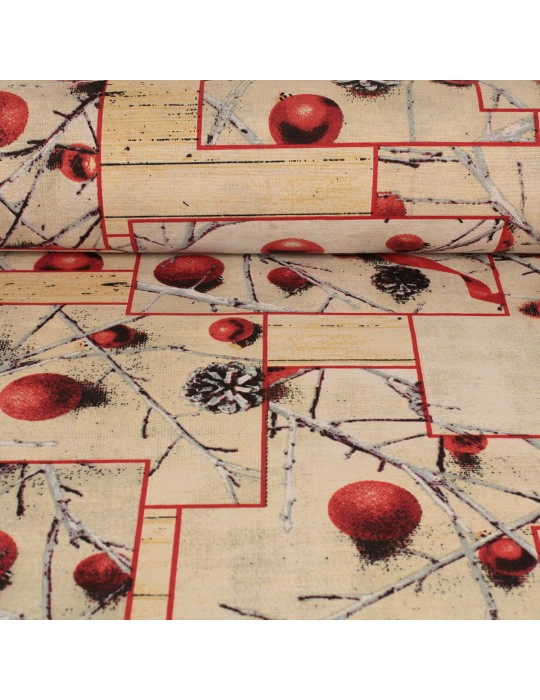 Coupon coton/polyester noël 50 x 140 cm rouge