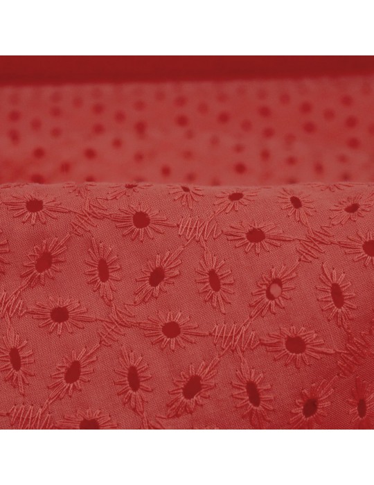 Tissu coton à broderie anglaise de couleur 100% coton orange