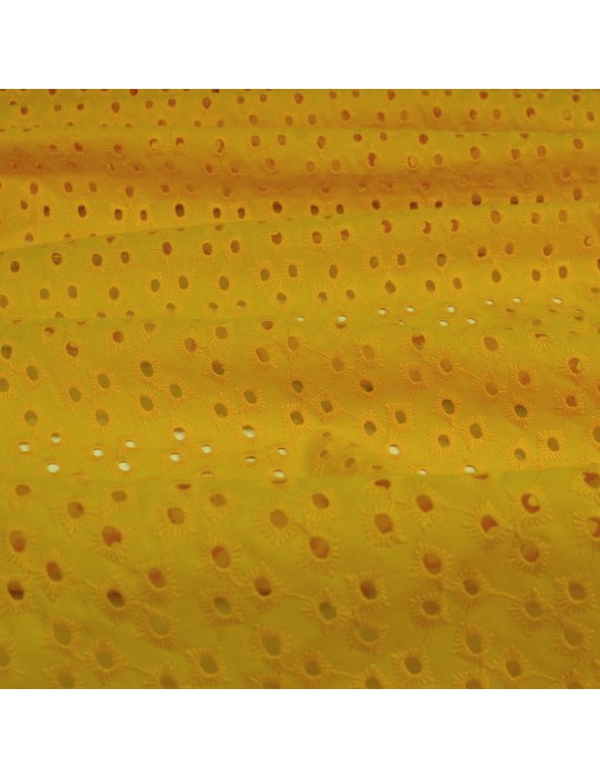 Tissu coton à broderie anglaise de couleur 100% coton jaune