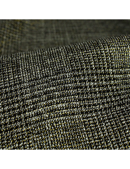 Tissu lainage à carreaux prince de galles pailleté doré
