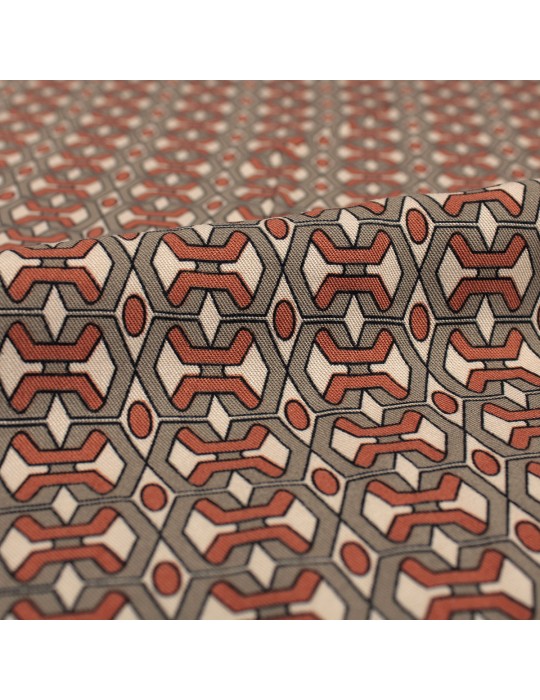 Tissu viscose imprimé formes géométriques  marron