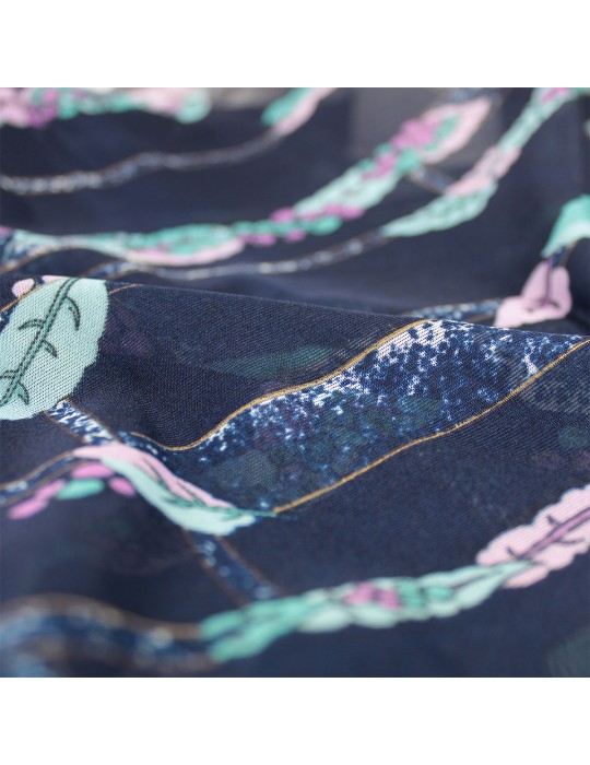 Coupon tissu habillement baies et feuilles 300 x 150 cm violet