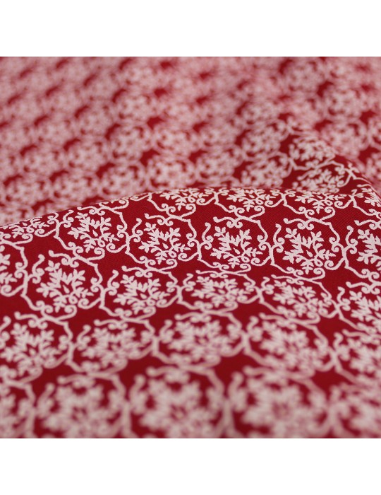 Coupon habillement rouge imprimé fleurs 300 x 145 cm