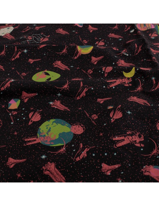 Coupon alien/astronaute 100 % viscose 300 x 145 cm rouge