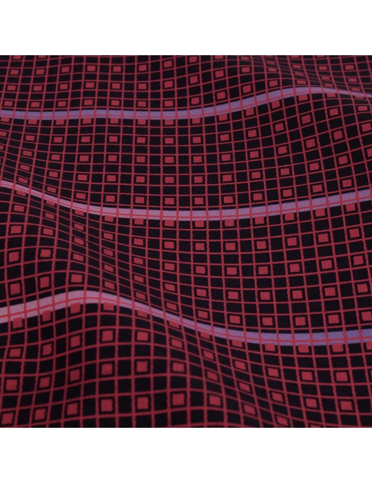 Coupon imprimé formes géométriques viscose 300 x 145 cm rouge