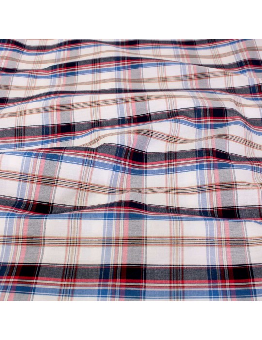 Coupon habillement coton 200 x 145 cm quadrillage bleu/rouge