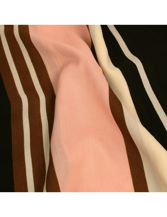 Coupon habillement rayures rose/brun 100 % viscose 150 x 300 cm
