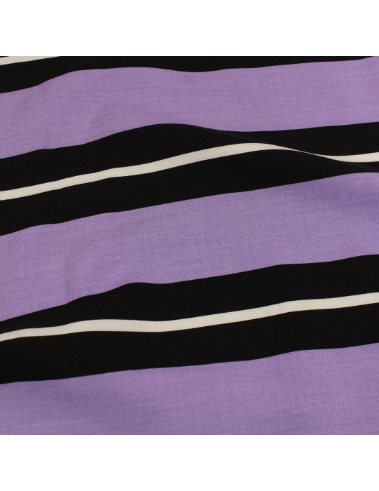 Coupon habillement 100 % viscose 200 x 145 cm rayures violet/noir