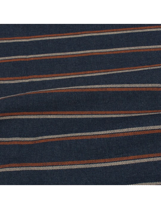 Coupon habillement coton 50 x 150 cm rayures marine/orange bleu