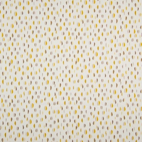 Coupon 3m Tissu Coton Imprimé Bio Haricot Ocre 