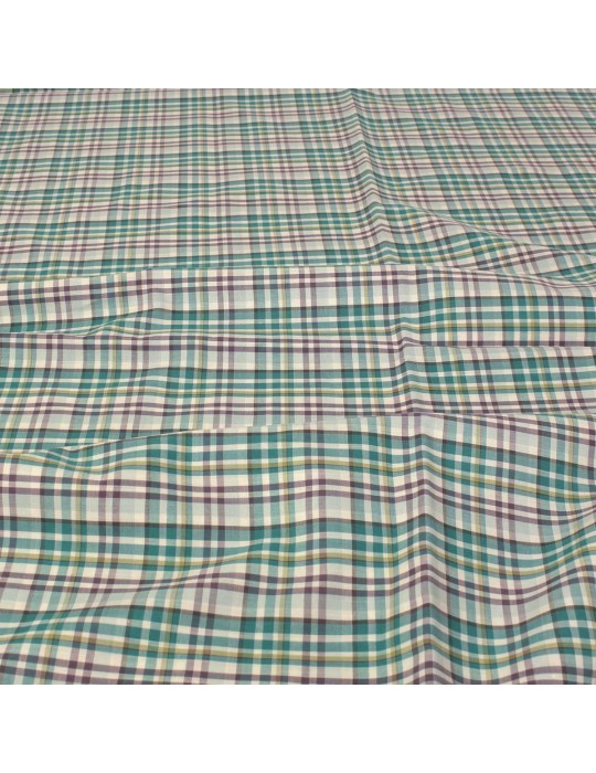 Coupon habillement coton 200 x 145 cm quadrillage vert