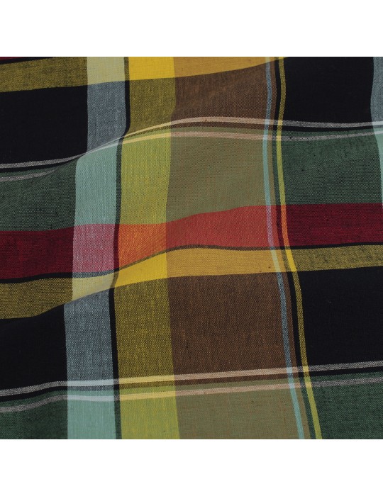 Coupon habillement coton 300 x 150 cm carreaux multicolores vert