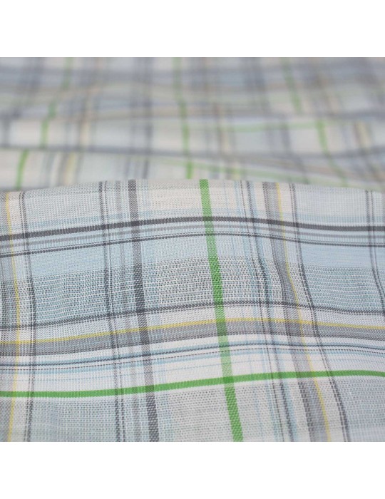 Coupon tissu d'habillement coton 200 x 150 cm quadrillage bleu
