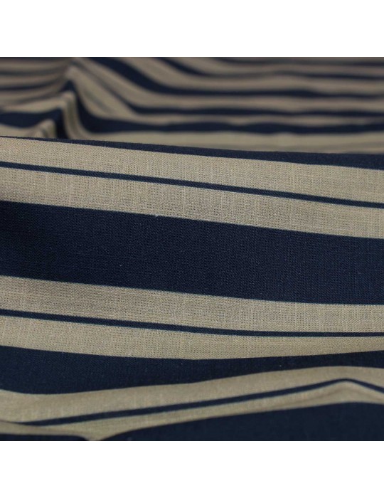 Coupon habillement 100 % coton 200 x 140 cm rayures bleu/beige