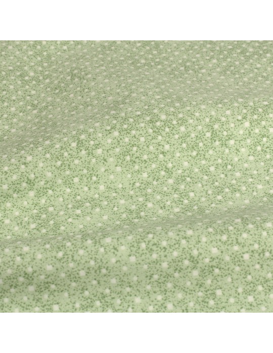 Coupon habillement 100 % coton 300 x 145 cm vert pois blanc