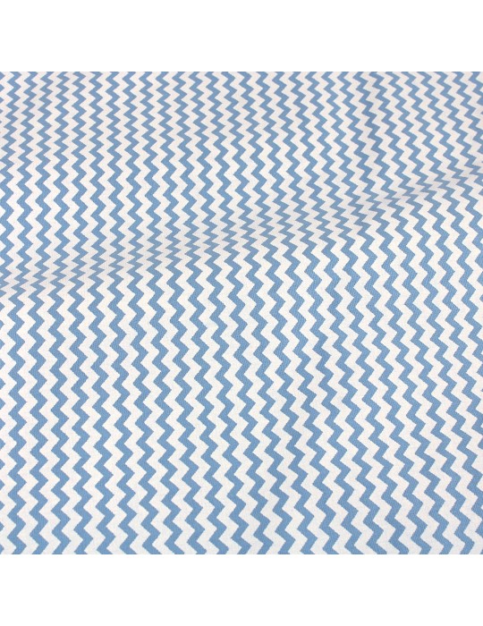 Coupon habillement zigzag bleu/blanc 100 % coton 300 x 145 cm