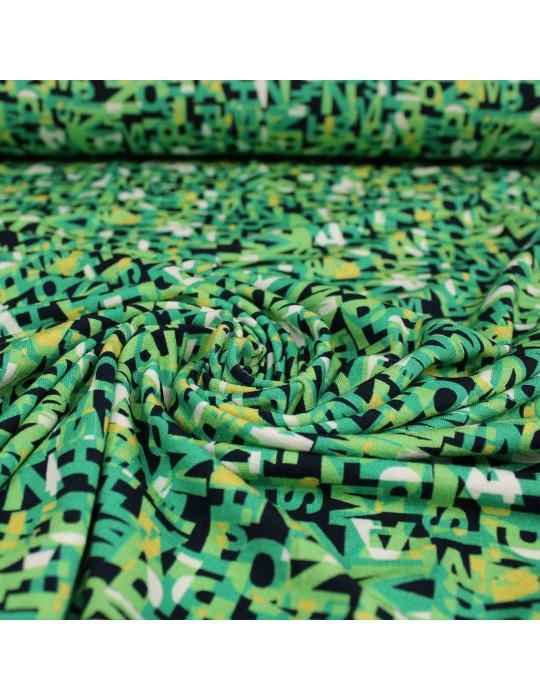 Coupon jersey imprimé lettres 150 x 145 cm vert