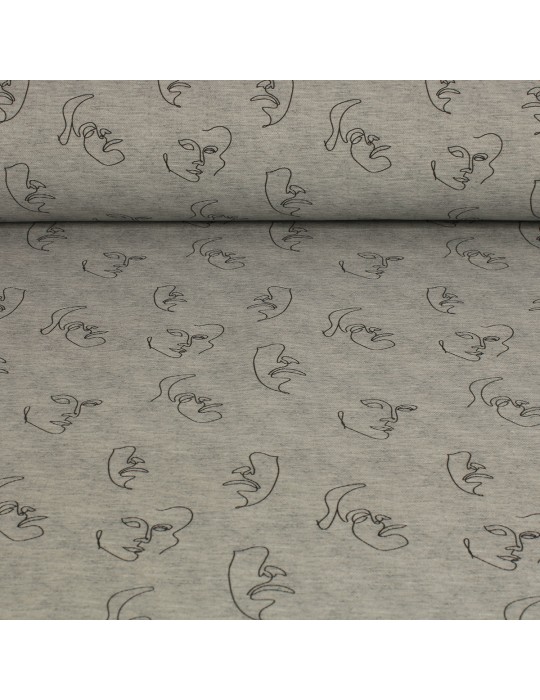 Tissu imprimé 100 % coton 140 cm gris