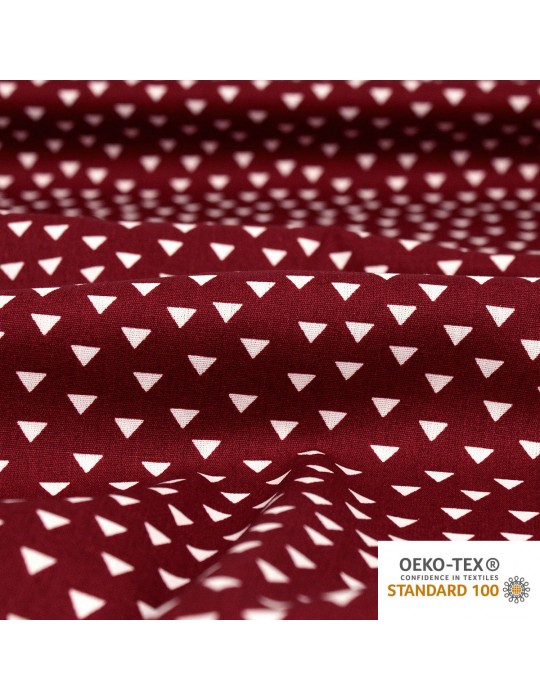 Coupon popeline imprimé motifs géométriques 45 x 50 cm rouge