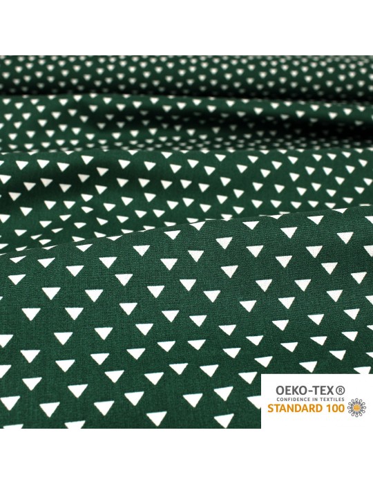 Coupon popeline imprimé motifs géométriques 45 x 50 cm vert