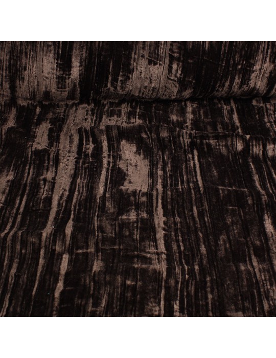 Tissu velours froissé chocolat 130 cm marron