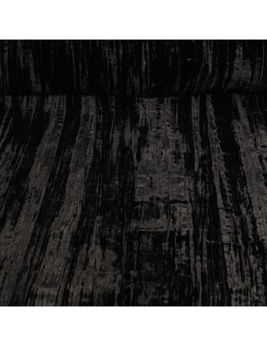 Tissu velours effet froissé noir 125 cm