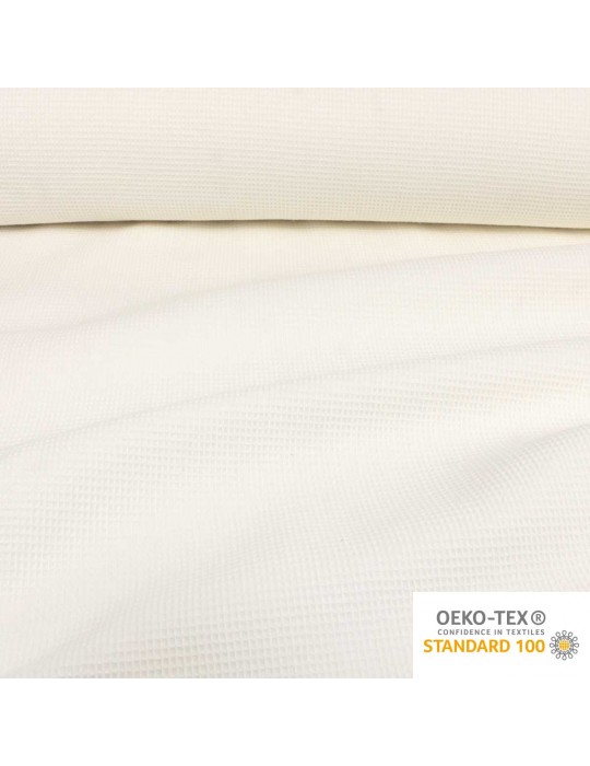 Tissu nid d'abeille uni OEKO-TEX blanc