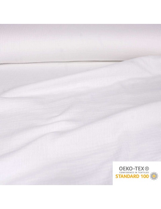 Tissu double gaze uni oeko-tex blanc