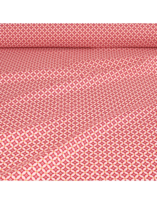 Tissu viscose imprimé motifs géométriques rouge
