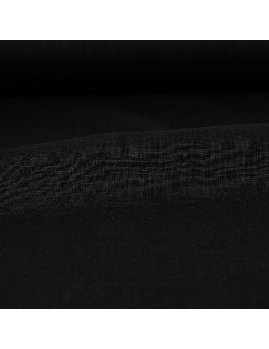 Tissu lin uni 135 cm noir