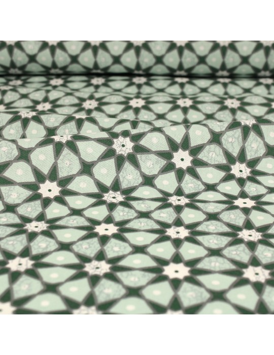 Tissu cretonne imprimé géométrique 160 cm vert