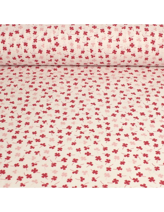 Tissu cretonne imprimé trèfles 160 cm rouge
