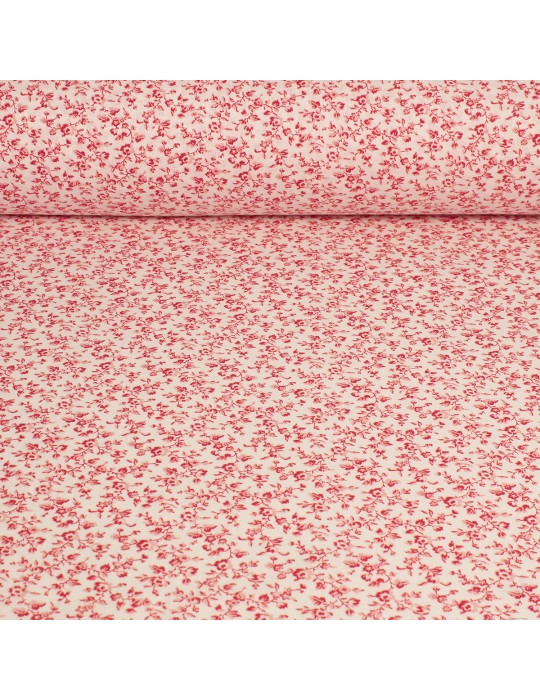 Tissu cretonne imprimé fleurs 160 cm rouge