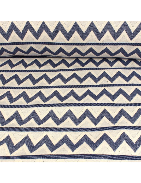 Tissu jacquard zigzag 280 cm bleu