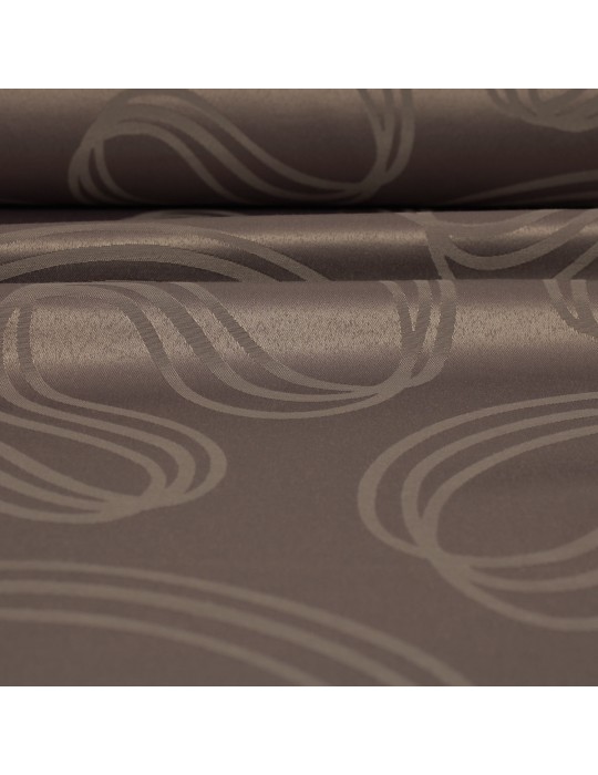 Tissu damassé 100 % polyester antitaches 160 cm marron