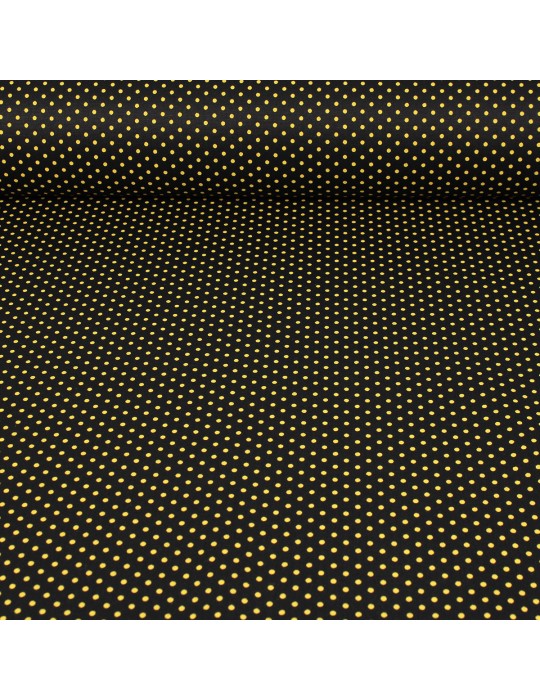 Tissu cretonne noir imprimé points jaunes