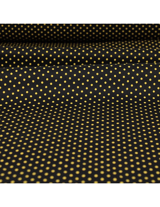Tissu cretonne noir imprimé points jaunes
