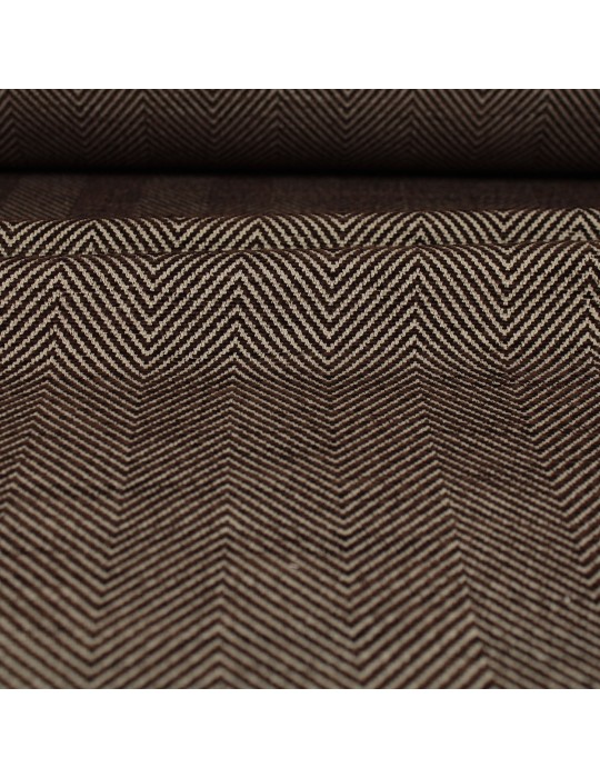 Tissu jacquard motif chevron 140 cm marron