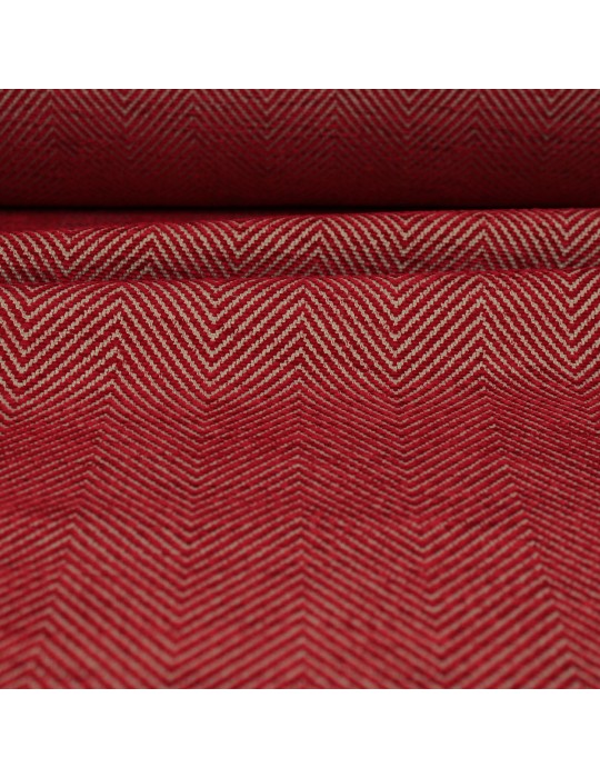 Tissu jacquard motif chevron 140 cm rouge
