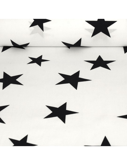 Tissu cretonne imprimé étoiles 145 cm blanc