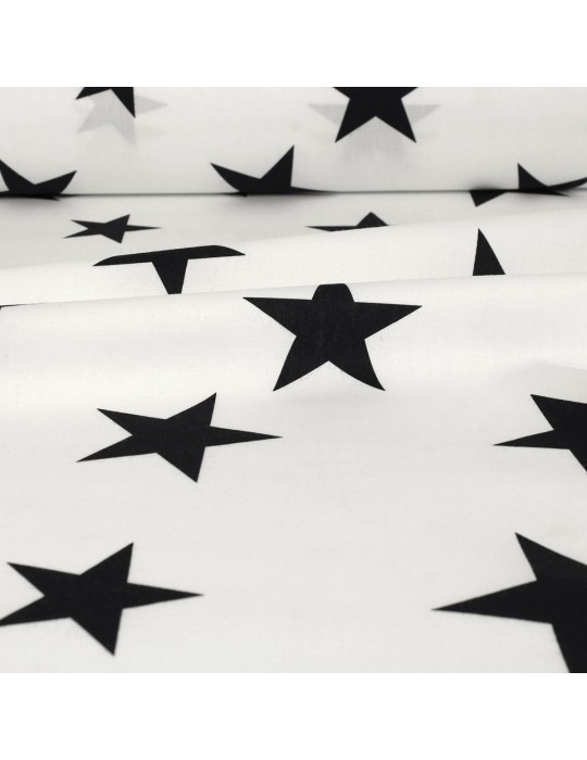 Tissu cretonne imprimé étoiles 145 cm blanc
