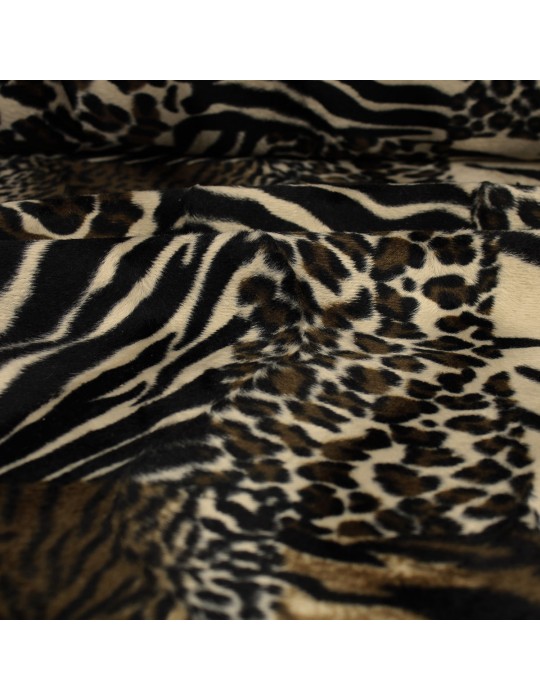 Tissu velours 100 % polyester patchwork animaux noir