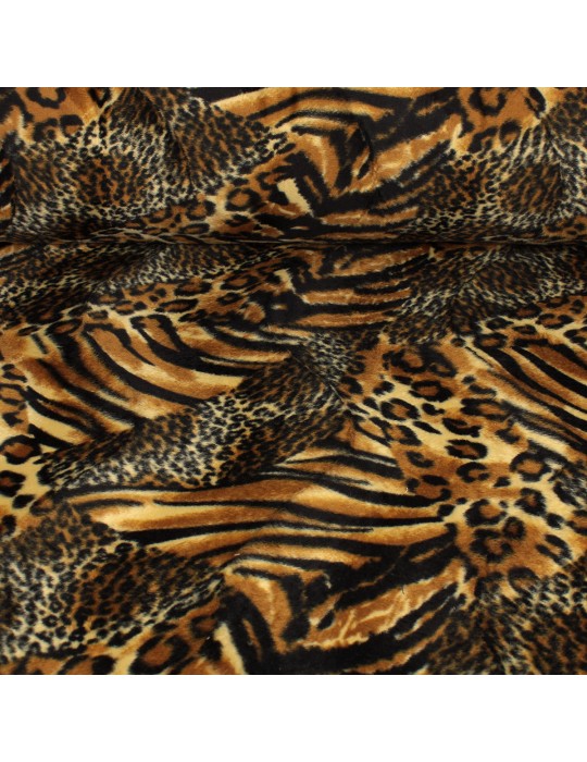 Tissu velours 100 % polyester patchwork animaux  marron