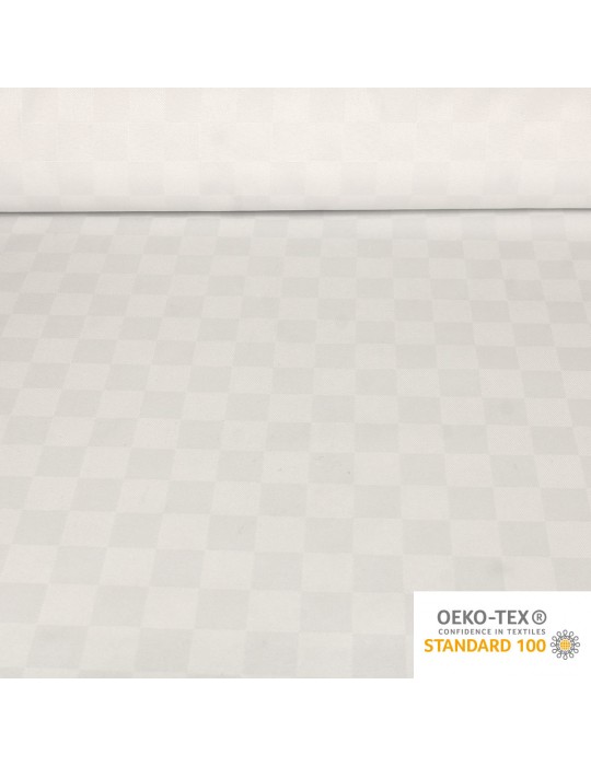 Tissu jacquard carreaux 150 cm blanc