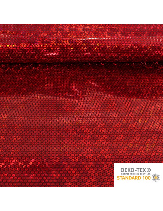 Tissu simili paillettes fêtes 140 cm rouge