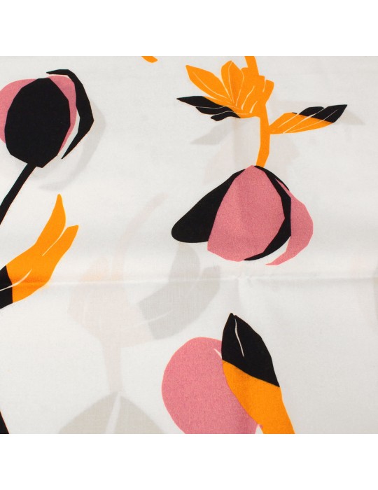 Coupon habillement imprimé tulipes 200 x 145 cm orange