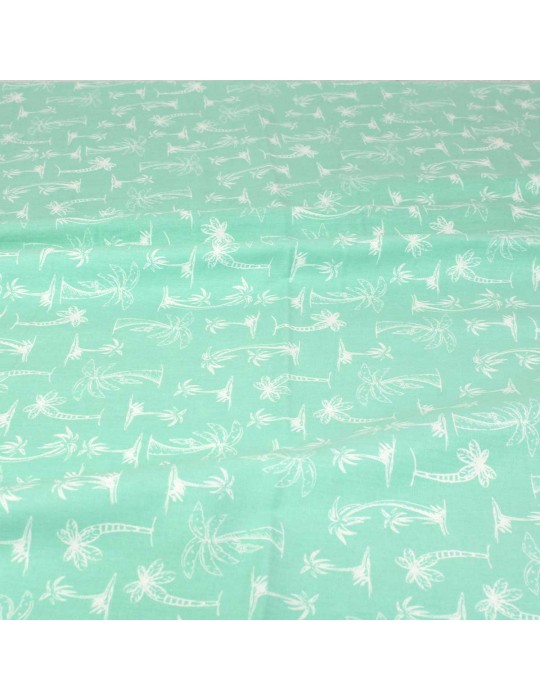 Coupon habillement coton 150 x 145 cm palmier vert